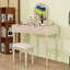 Bureau de maquillage avec miroir rond, 4 tiroirs et tabouret-1445325840