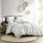 King/ King Chenille Cotton Duvet Cover Mini - Geometric Patterns, Solid Dyed Reverse, Printed With Sophisticated Style, Overlap Opening Shams