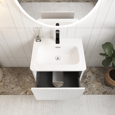 Meuble-lavabo mural 24 po avec lavabo en céramique blanche