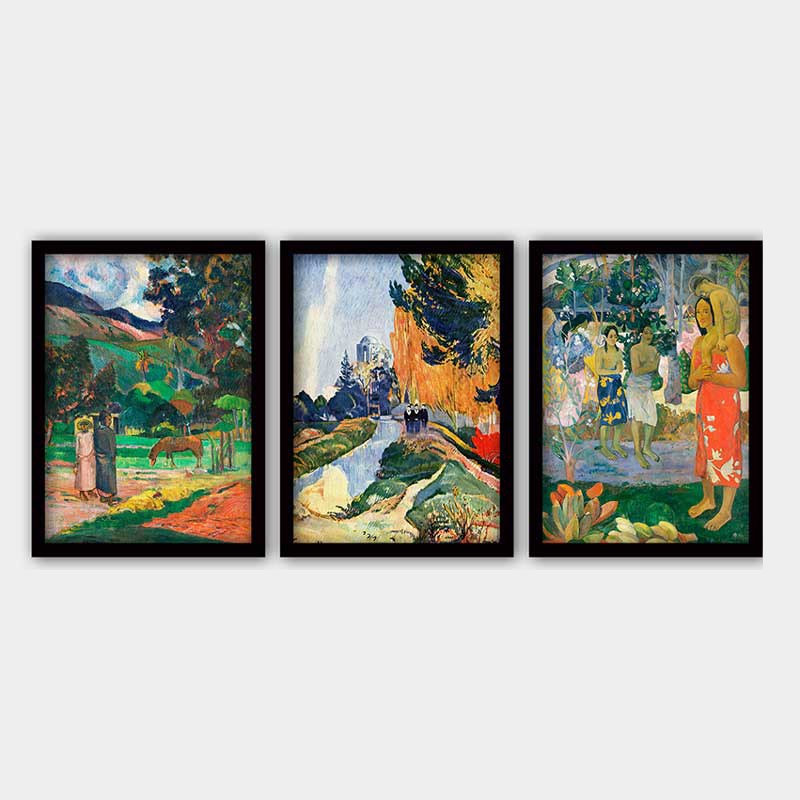 Ensemble de 3 peintures élégantes encadrées décoratives, 13,8 x 17,7 pouces chacune | 100% bois avec cadre 100% polystyrène (épaisseur: 0,8 pouce) | Impression numérique UV, parfaite pour le salon et la décoration intérieure