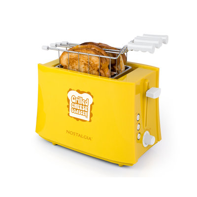 Nostalgia NTCS2YW Grilled Cheese Toaster with Easy-Clean Toaster Baskets and Adjustable Toasting Dial