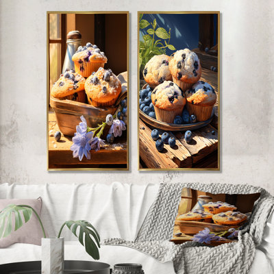 «Blue Fresh Muffin Morning - Desserts», ensemble de 2 reproductions d'art mural