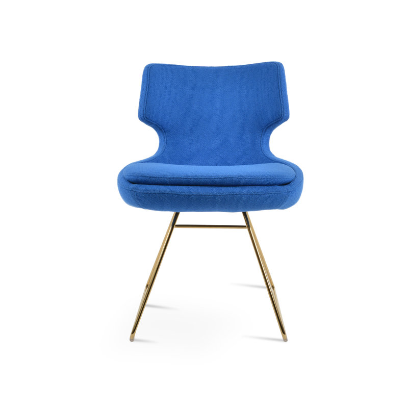 18'' H Upholstered Metal Side Chair, Green, Gold