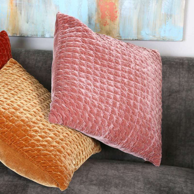 Isheanesu Geometric Square Throw Pillow Cover, Rose Pink