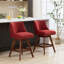 Ensemble de 2 tabourets de bar pivotants à hauteur de comptoir, siège de 26 po de hauteur, ensemble de tabourets de bar rembourrés, tissu rouge vin-387481709