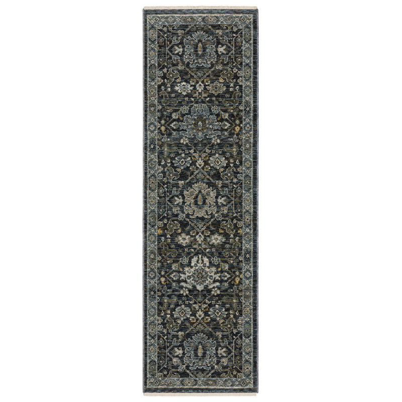 Tapis bleu / bleu clair Hovis, Tapis de couloir 2 pi 3 po x 7 pi 6 po