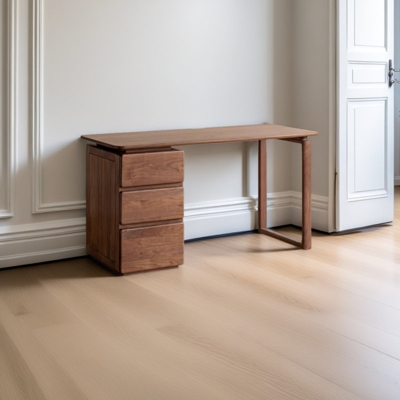 Bureau d'étude moderne en noyer avec tiroirs