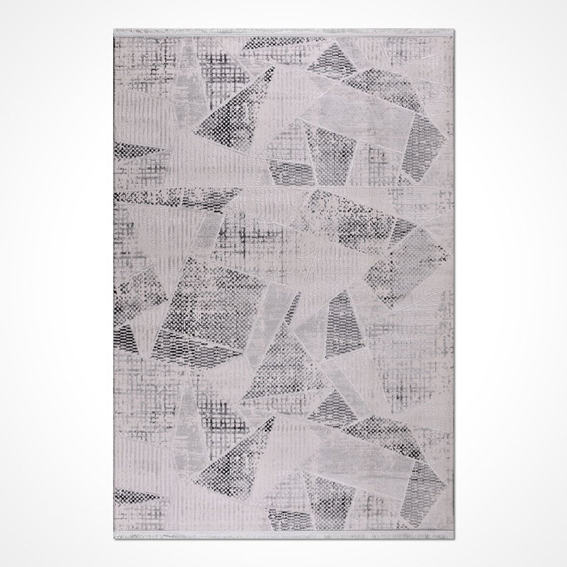 Tapis gris moderne lavable à la machine, Rectangle 2 pi 8 po x 5 pi