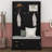 78.7" Hall Tree With Sliding Doors, Versatile Coat Rack With 6 Silvery Hooks & Handles, Bench Cabinet W/Shoe Storage-820950160