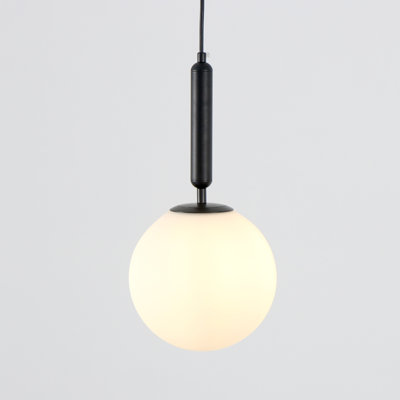 1 Light Globe Pendant Light White Glass Ball Shade