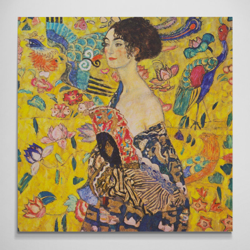 Lady With Fan by Gustav Klimt - Wrapped Canvas Print, 97cm H x 97cm W