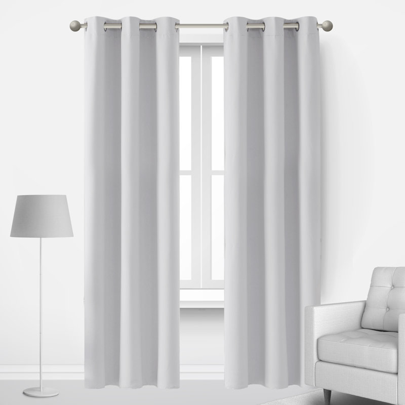 Lompoc Room Darkening Grommet Curtain Panels, 42" W x 95" L, Light Grayish White