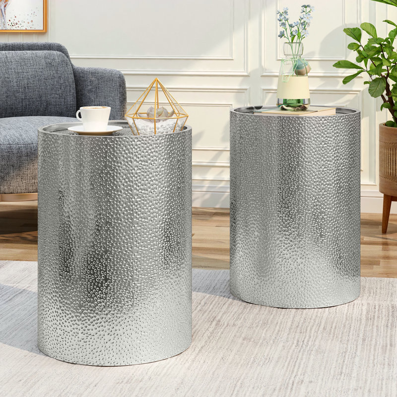 Table d'appoint en métal, Argent