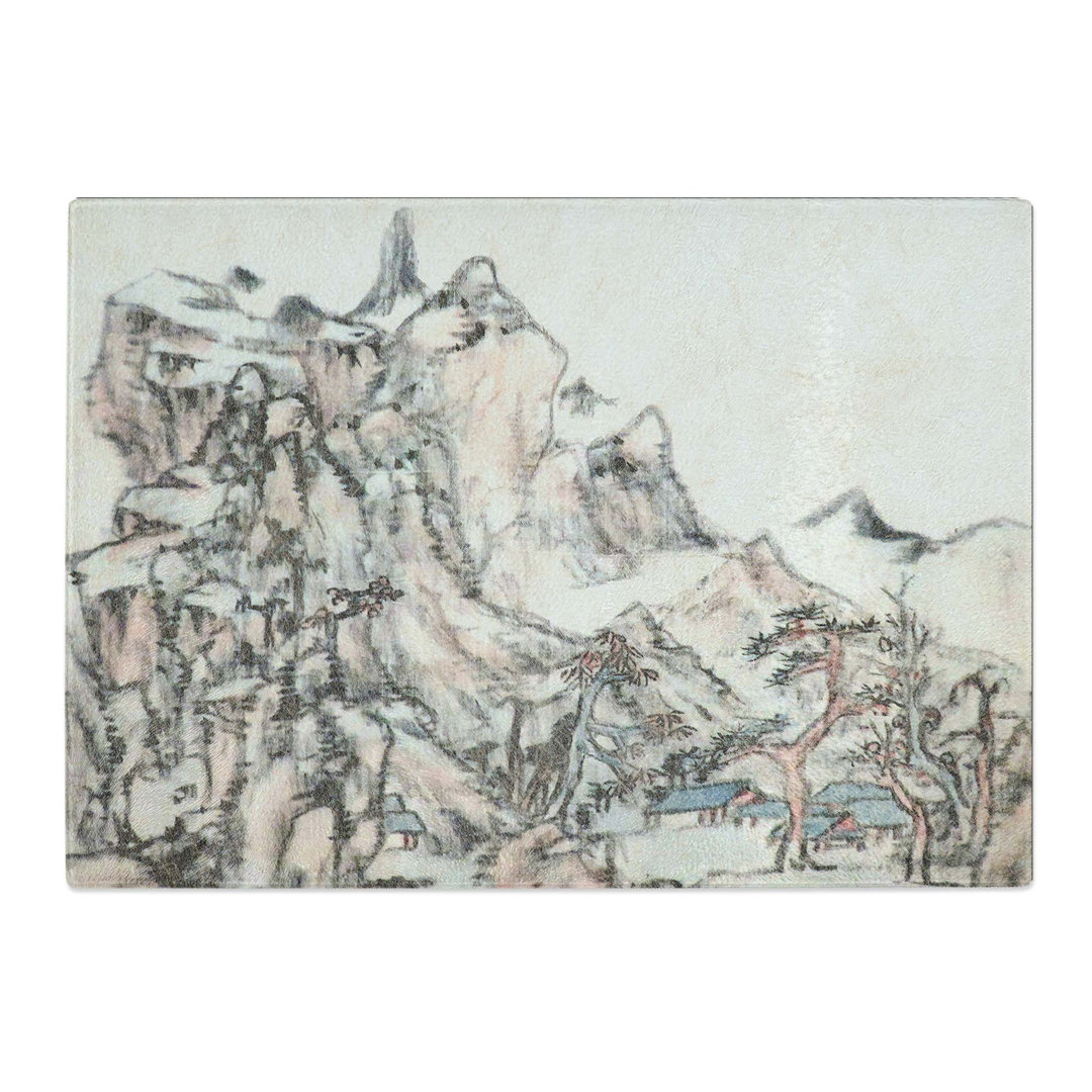 Tempered Glass Mountain Landscape by Bada Shanren Chopping Board