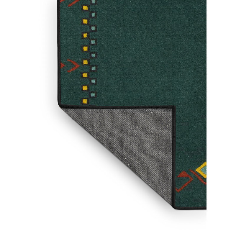 Tapis vert en laine Power Loom, Rectangle 7 pi x 10 pi
