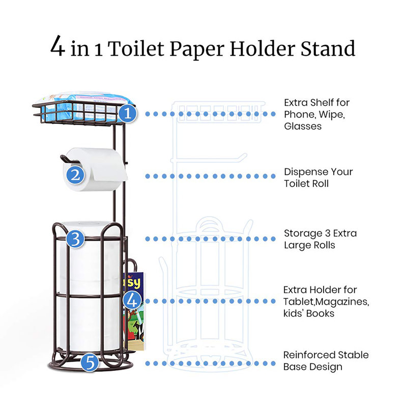 Free Standing Toilet Paper Holder, Rose