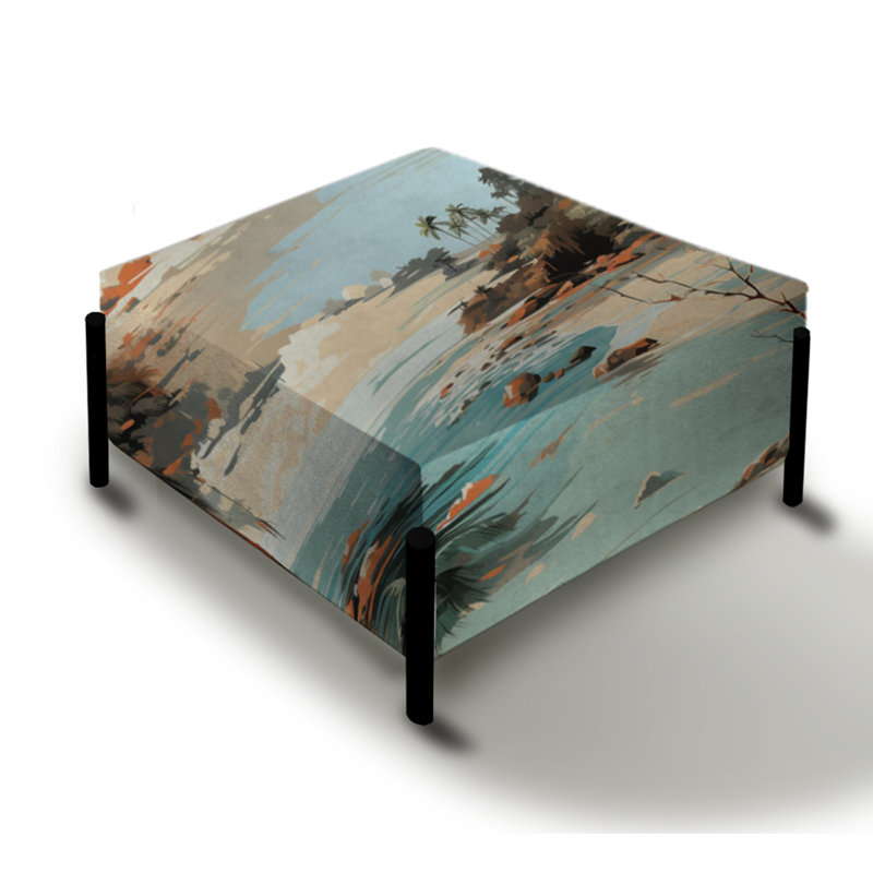 Serene Coastline Tropical - Grand repose-pieds carré Coastal