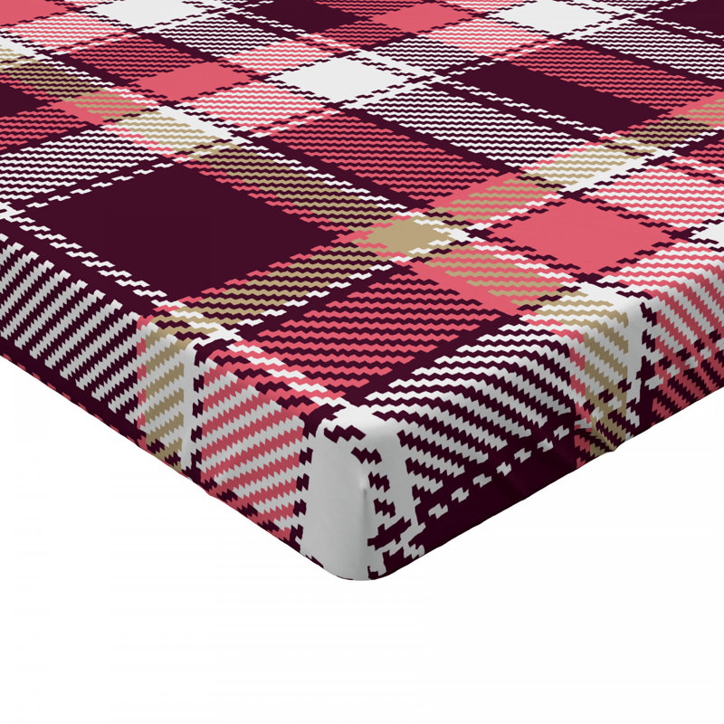 Microfiber Plaid Fitted Sheet, Queen Fitted Sheet, Brown/Pink Plaid 4
