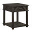 Table de bout traditionnelle avec finition brune, rangement de tiroir et tablette inférieure pour les meubles de chambre à coucher