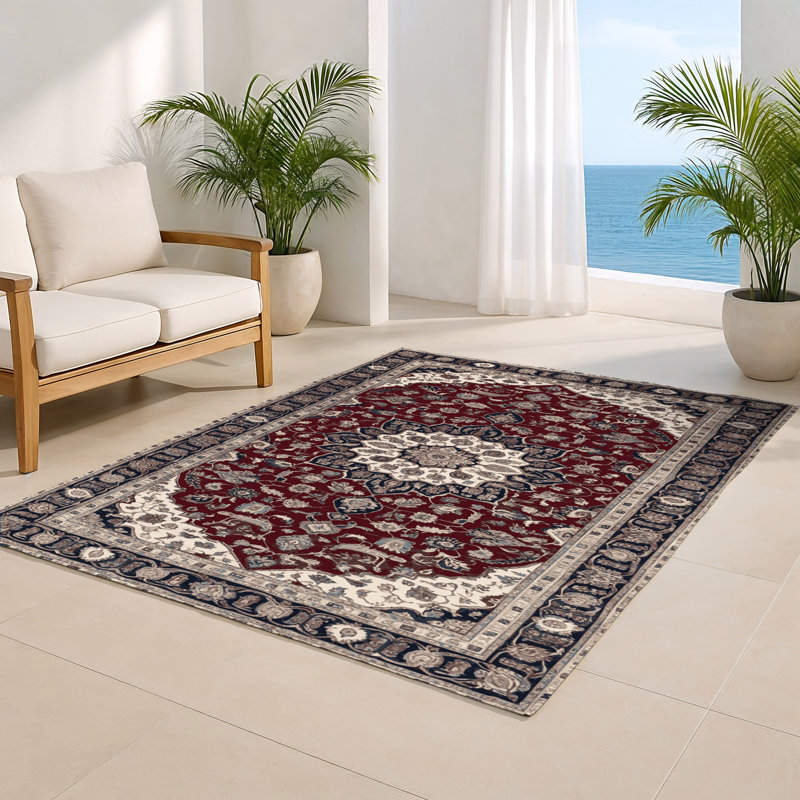 Tapis d'intérieur et d'extérieur gris Persian, Rectangle 5 pi x 7 pi