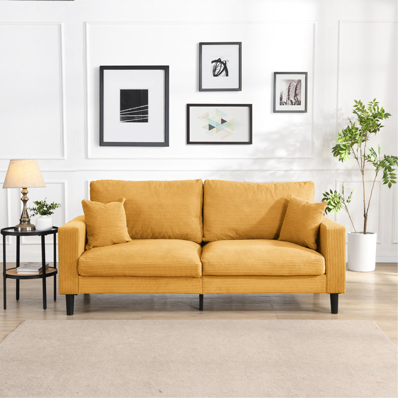 Canapé 74 places à haute résilience 74 po, H 34,6 po x l 74,8 po x P 30,7 po, Orange, 3