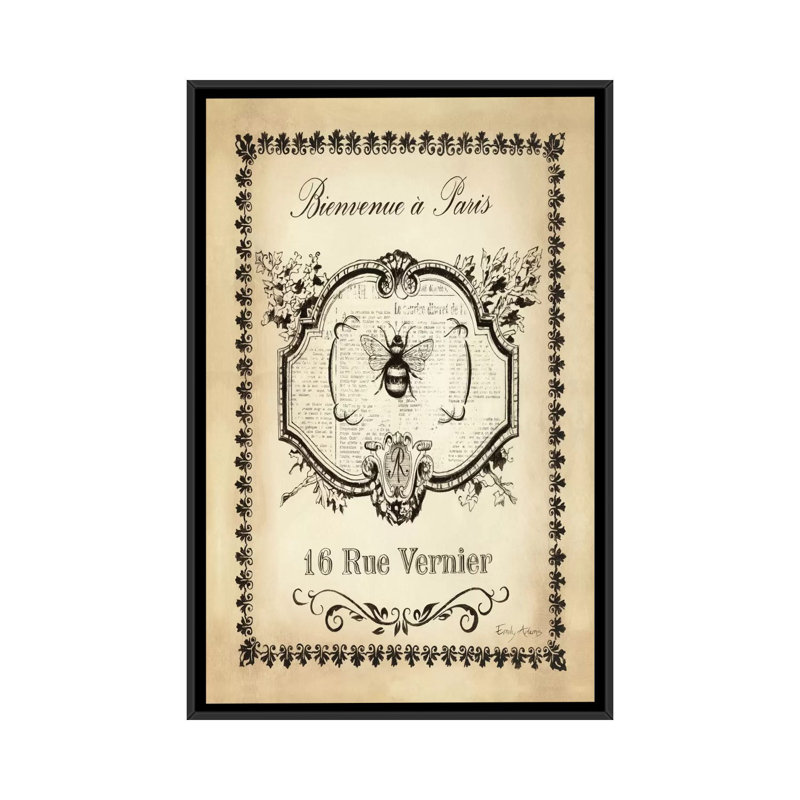 Reproduction d’art sur toile tendue « Paris Bees », H 26 po x l 18 po x P 1,5 po, Toile avec cadre noir, Pas de tapis