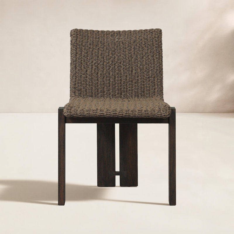 Roxy Outdoor Dining Chair-Faux Hyacinth, Stained Saddle Brown