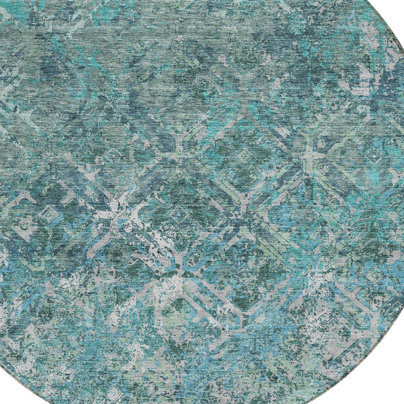 Tapis d'intérieur rond 8 po Sage Teal