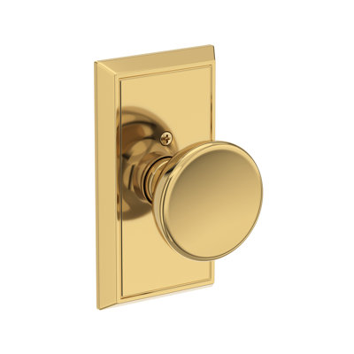 Solvang Full Dummy Knob with Chamfered 5in Rose in Lifetime (PVD) Polished Brass
