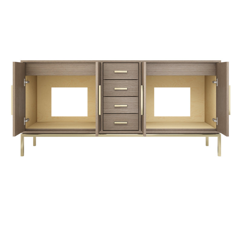 Rift White Oak Double Bath Vanity, Natural Weathered, 72", Satin Gold