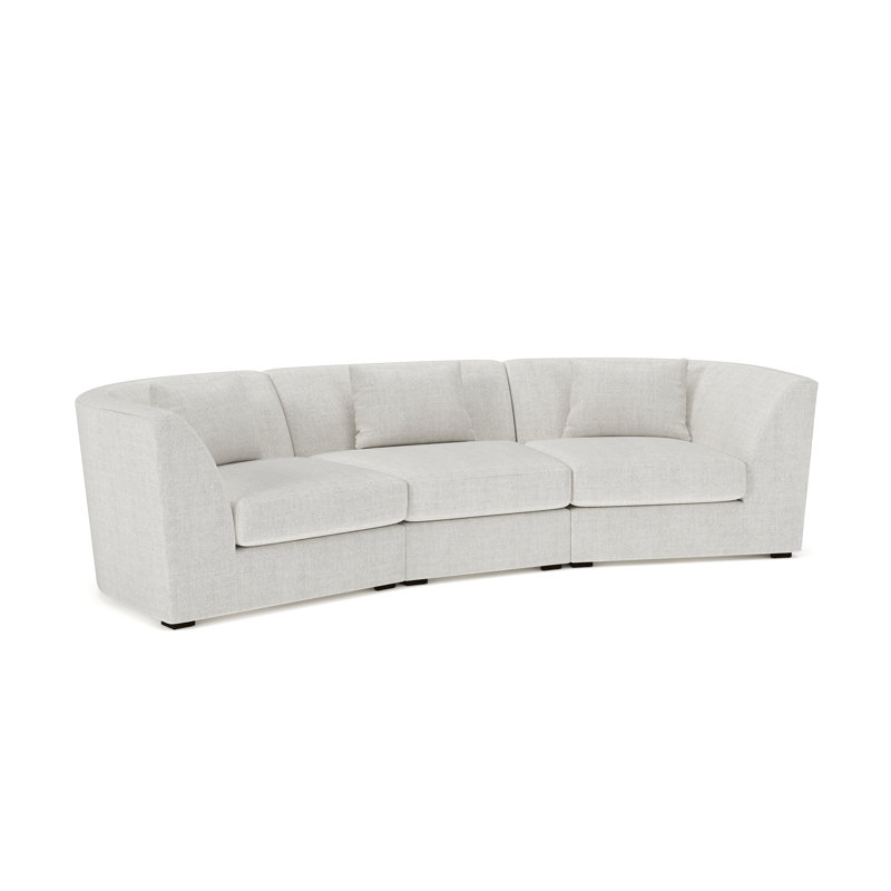 Krista 3-PC Curved Sofa, Monique Oyster Textured Chenille