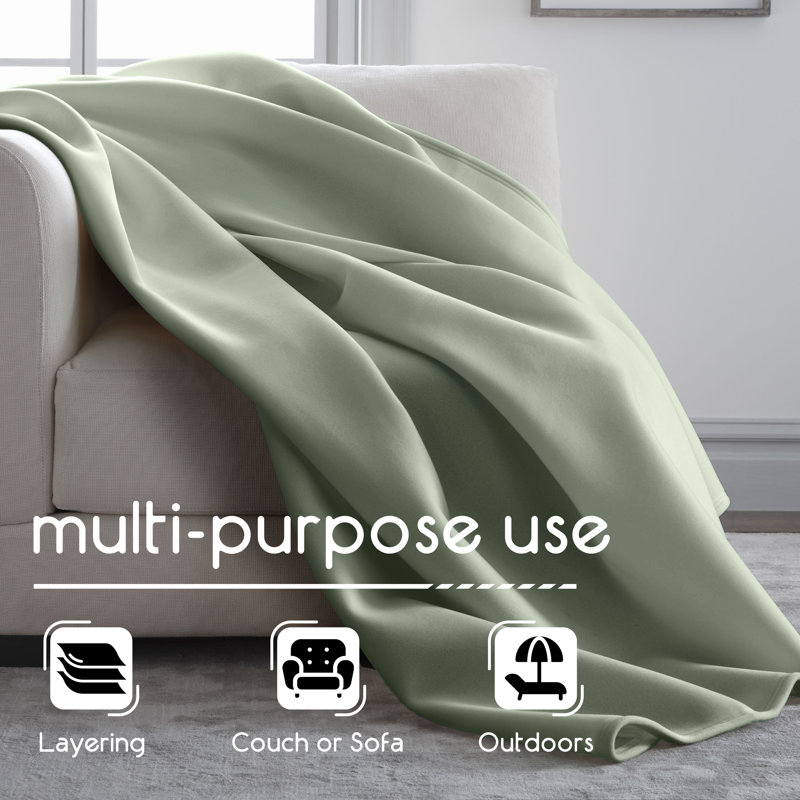 Vellux Flocked Fiber Throw Blanket, Pale Jade, Twin
