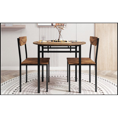 Ensemble de table de salle à manger 3 pièces avec abattant et 2 chaises, parfait pour les petits espaces et la vie moderne