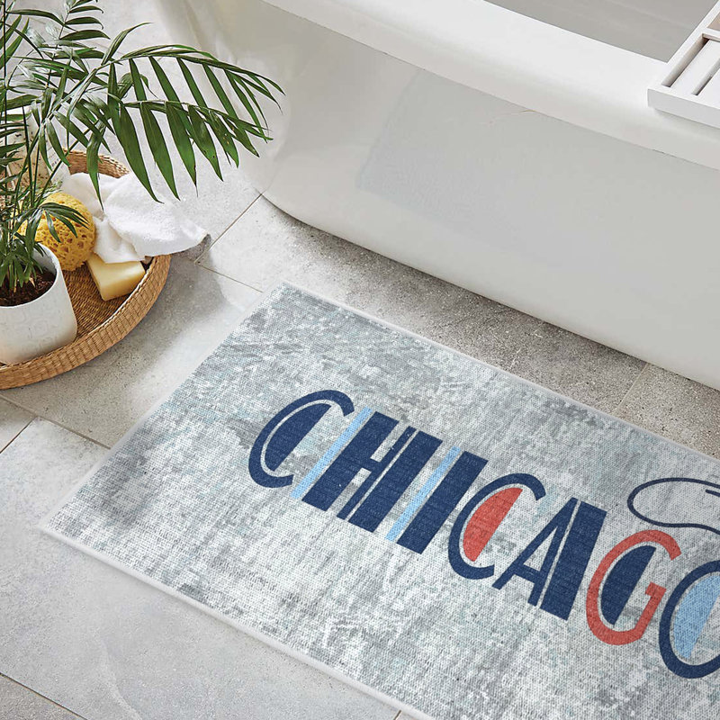 Tapis gris / bleu en coton