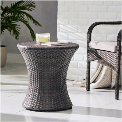 KONO HOURGLASS Wicker Outdoor Accent Table, Durable And Stylish For Patio And Garden Use