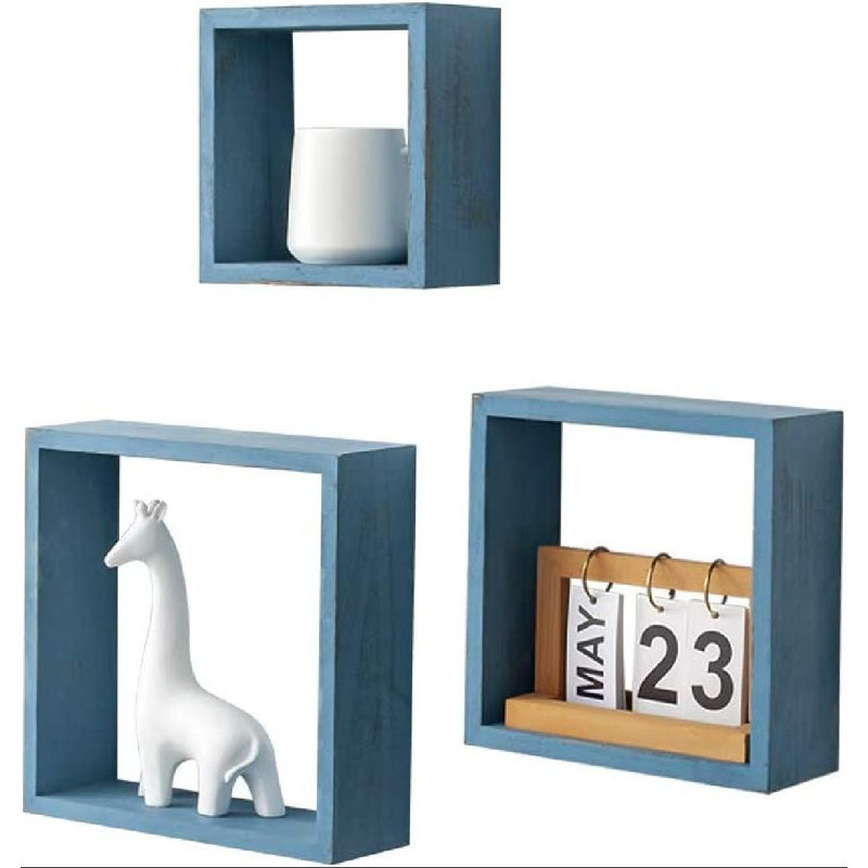 3 Piece Square Solid Wood Floating Shelf