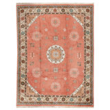 Hand Knotted Wool Area Rug in Ivory And Gold