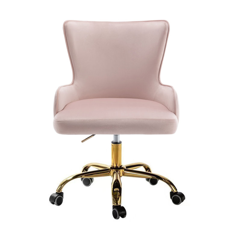 Fauteuil de bureau à oreilles Anzly, Rose