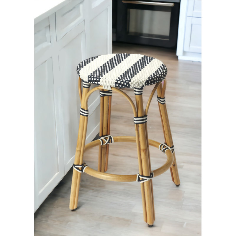 Chaise de bar en rotin Stockett, Brun, Tabouret de comptoir (siège d'une hauteur de 24 p