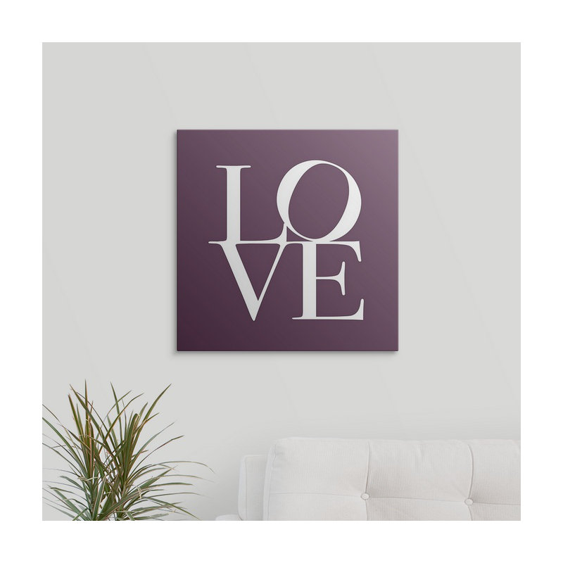 «Love» par Francy, art textuel, H 16 po x l 16 po x P 1,5 po, Toile