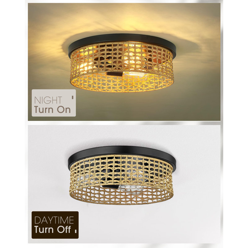 Bay Isle Home™ Alante Rattan Flush Mount | Wayfair