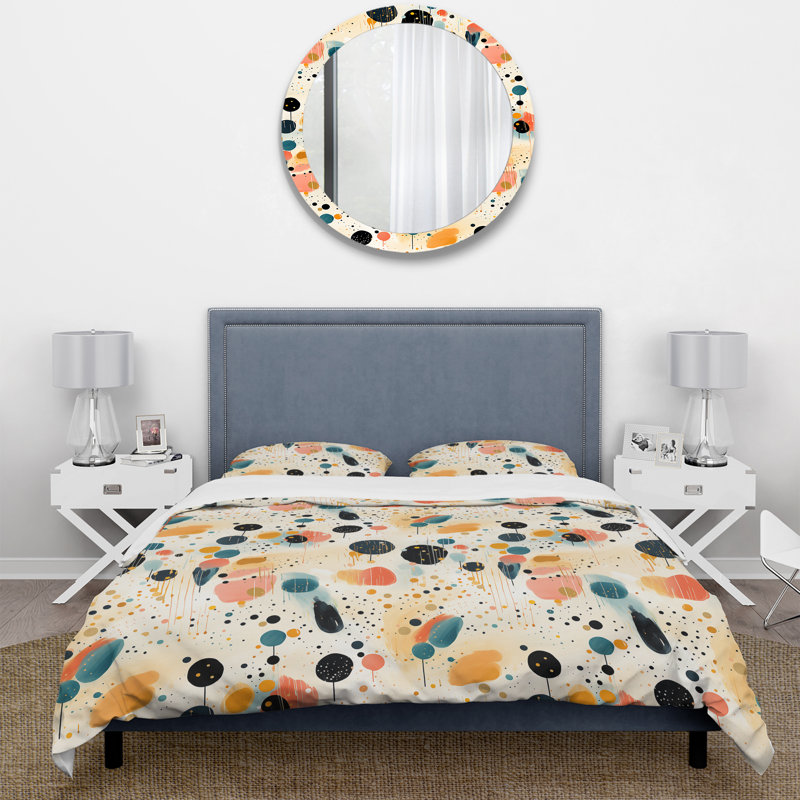 Ensemble de housse de couette en microfibre crème Artistic Whimsy, Housse de couette pour très grand lit et 2 très