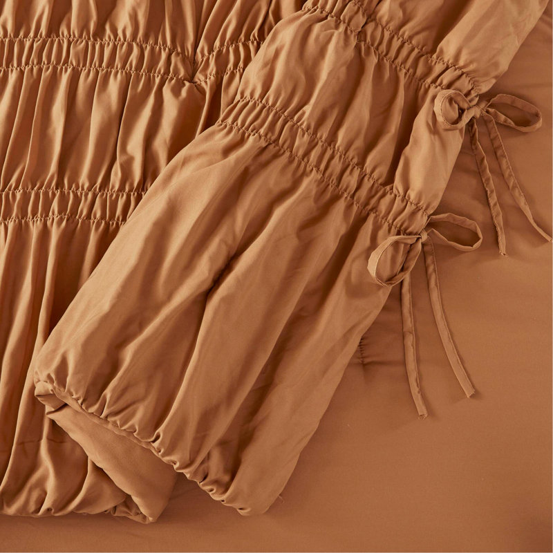 Ensemble d'édredon 2 pièces, Édredon simple + 1 pièce supplémentaire, Brun