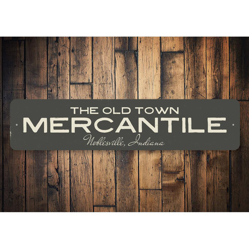 Panneau en aluminium The Old Town Mercantile, H 6 po x l 24 po x P 0,063 po