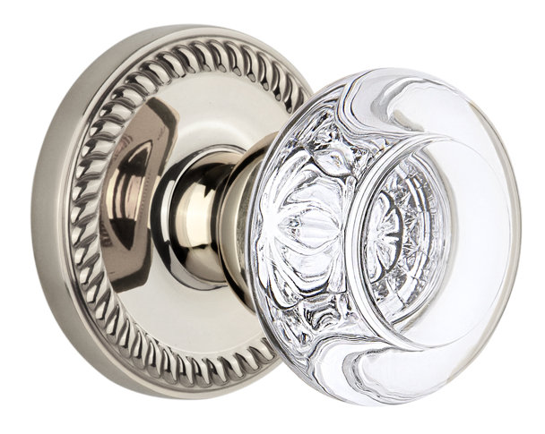 Grandeur Newport Rosette Passage avec bouton de porte en cristal Bordeaux, 2-3/8 po, Nickel poli