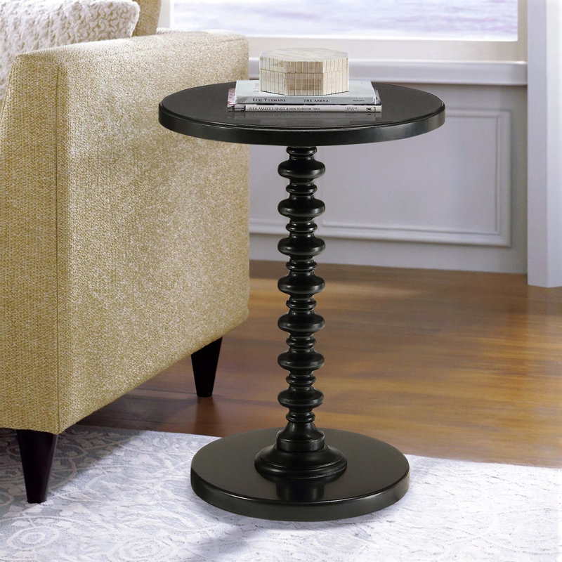 Table de bout ronde en bois, Noir