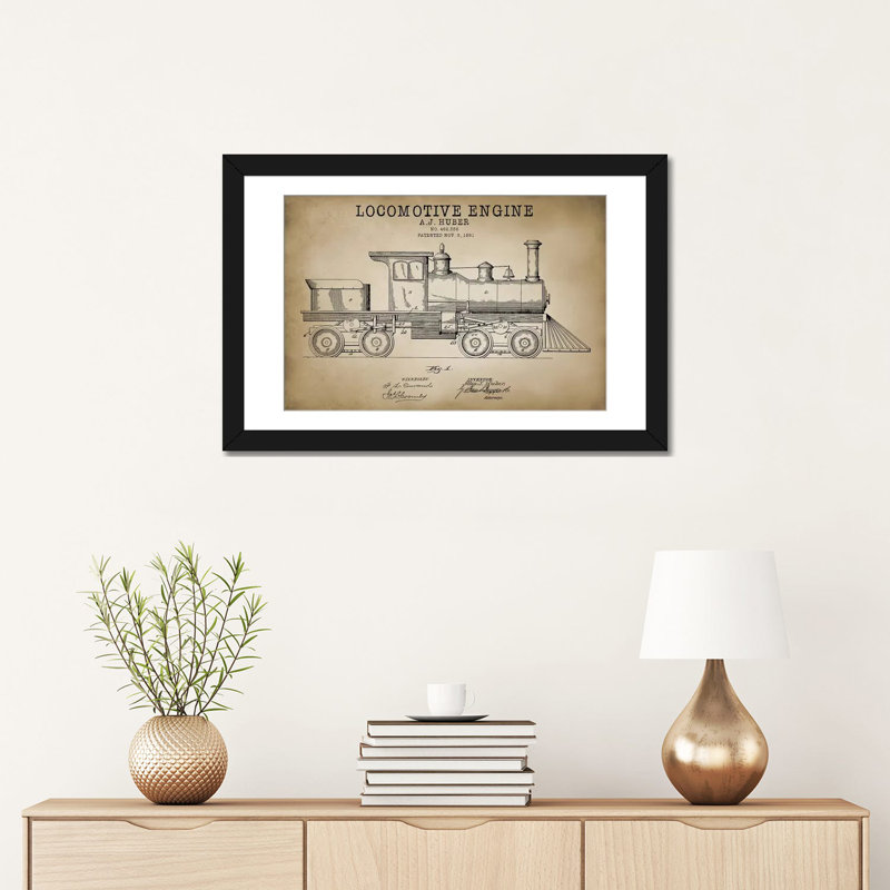 «Locomotive Engine, 1891» par Brevet Print Store - impression sur toile, H 24 po x l 32 po x P 1 po