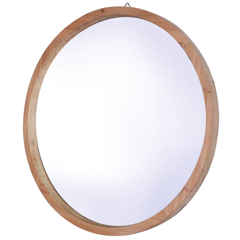 Wood Flat Wall Mirror, Natural, 141.73 cm H x 141.73 cm W