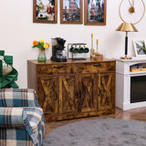 Bundrage 47.2'' Sideboard, Kitchen Island, Barn Door Storage Cabinet with Two Drawers