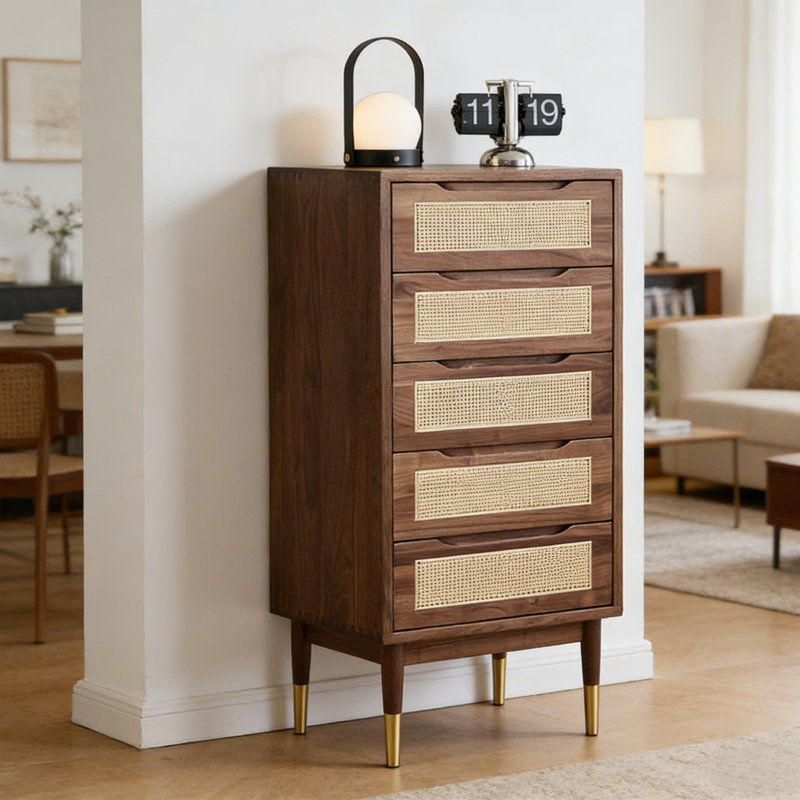 Commode décorative à poignée en rotin, H 42,52 po x l 31,5 po x P 15,75 po